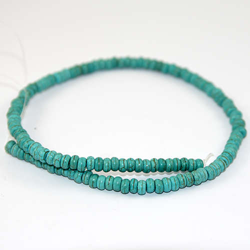 4mm x 6mm Abacus Turquoise Beads - 38cm Strand - Blue