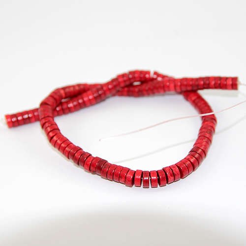 4mm x 8mm Dyed Heishi Turquoise Beads - 38cm Strand - Red