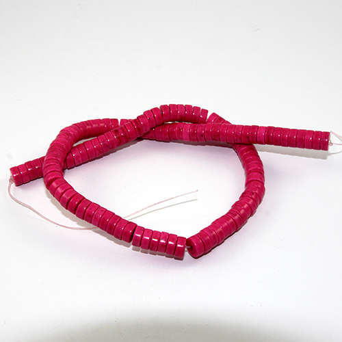 4mm x 8mm Dyed Heishi Turquoise Beads - 38cm Strand - Pink