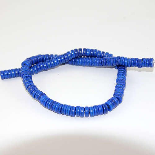 4mm x 8mm Dyed Heishi Turquoise Beads - 38cm Strand - Blue