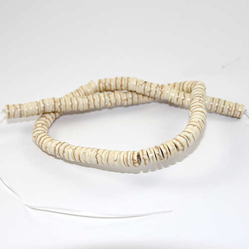 4mm x 8mm Dyed Heishi Turquoise Beads - 38cm Strand - Ivory