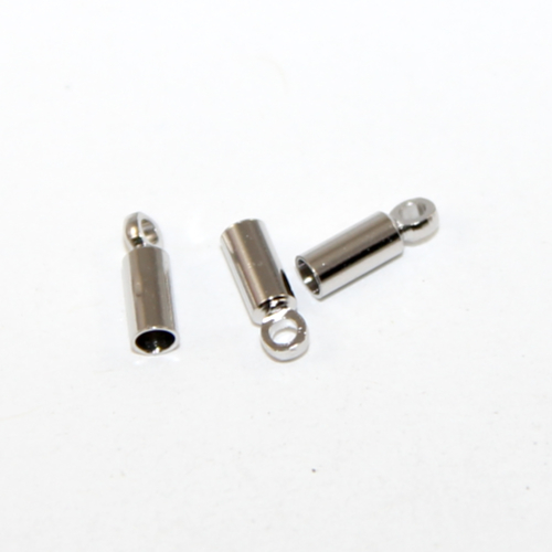 2.8mm Brass Cord End - Glue in - Platinum