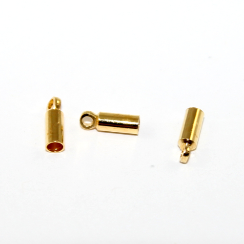 2.8mm Brass Cord End - Glue in - Gold
