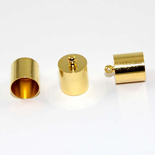 10mm Brass Cord End - Glue in - Gold