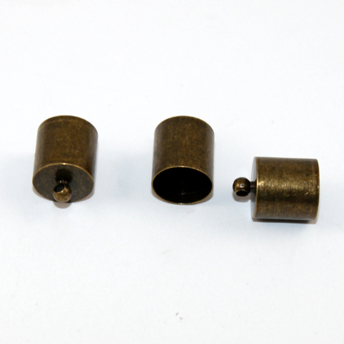 10mm Brass Cord End - Glue in - Antique Bronze