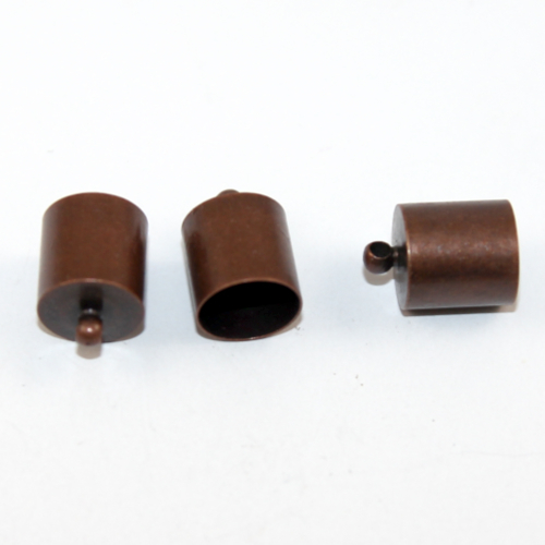 10mm Brass Cord End - Glue in - Antique Copper