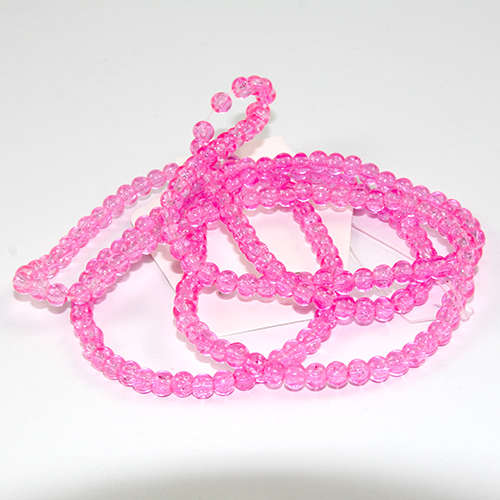 4mm Crackle Glass Beads - 78cm Strand  - Light Pink