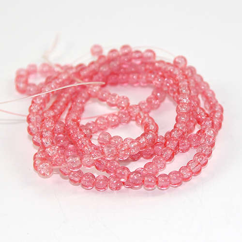 4mm Crackle Glass Beads - 78cm Strand  - Pink