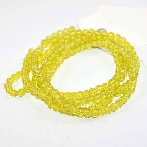 4mm Crackle Glass Beads - 78cm Strand  - Yellow