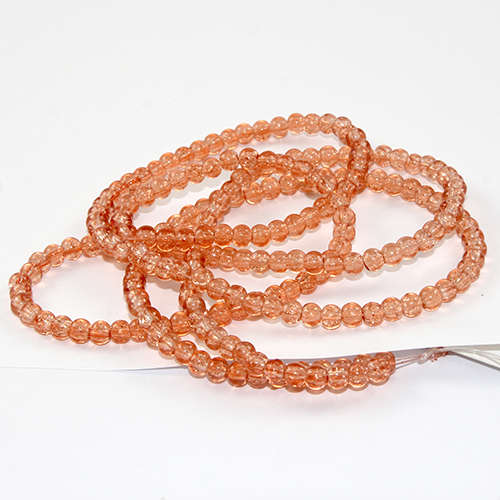 4mm Crackle Glass Beads - 78cm Strand  - Peach
