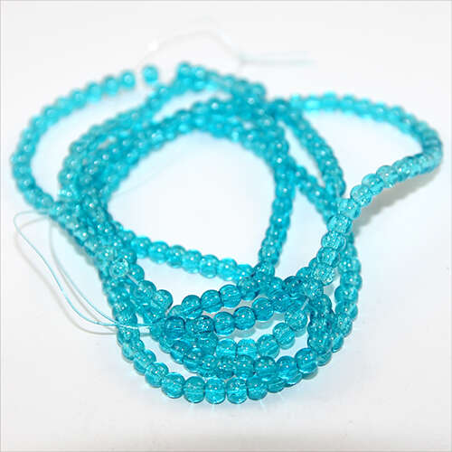 4mm Crackle Glass Beads - 78cm Strand  - Sea Blue