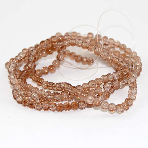 4mm Crackle Glass Beads - 78cm Strand  - Caramel