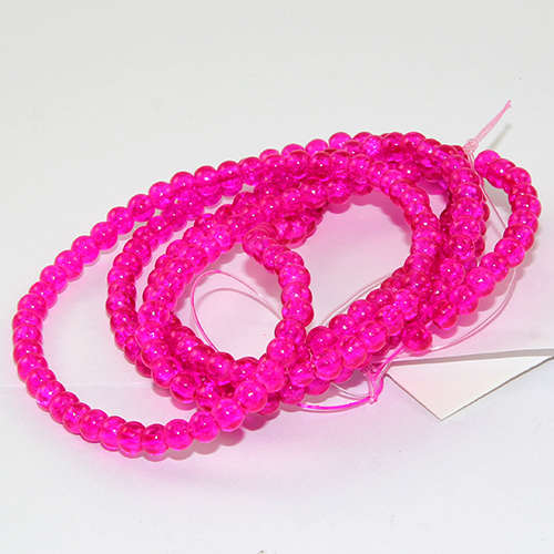 4mm Crackle Glass Beads - 78cm Strand  - Fuchsia