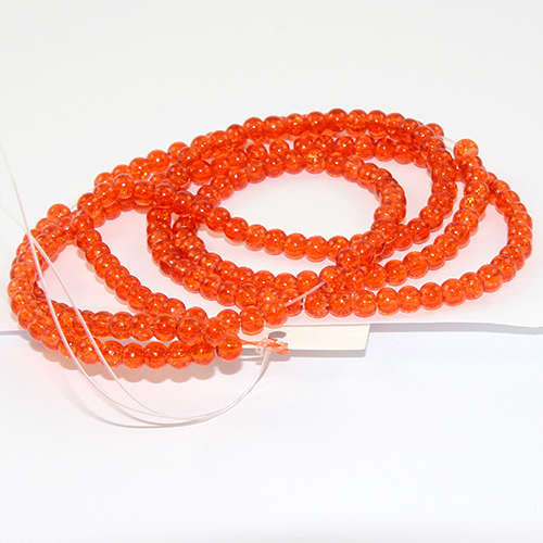 4mm Crackle Glass Beads - 78cm Strand  - Orange