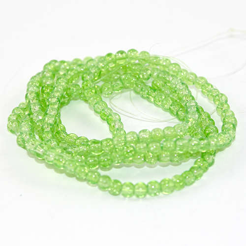 4mm Crackle Glass Beads - 78cm Strand  - Peridot