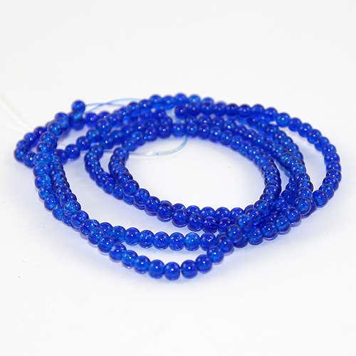 4mm Crackle Glass Beads - 78cm Strand  - Electric Blue