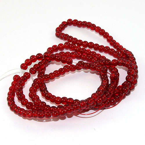 4mm Crackle Glass Beads - 78cm Strand  - Siam