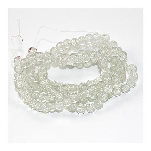 6mm Crackle Glass Beads - 78cm Strand  - Clear