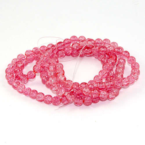 6mm Crackle Glass Beads - 78cm Strand  - Pink