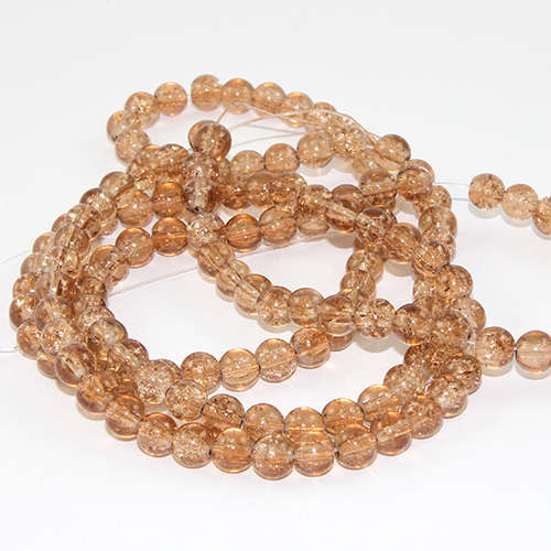 6mm Crackle Glass Beads - 78cm Strand  - Caramel