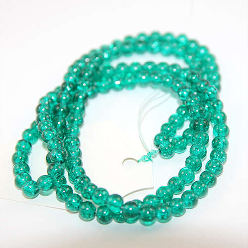6mm Crackle Glass Beads - 78cm Strand  - Sea Green