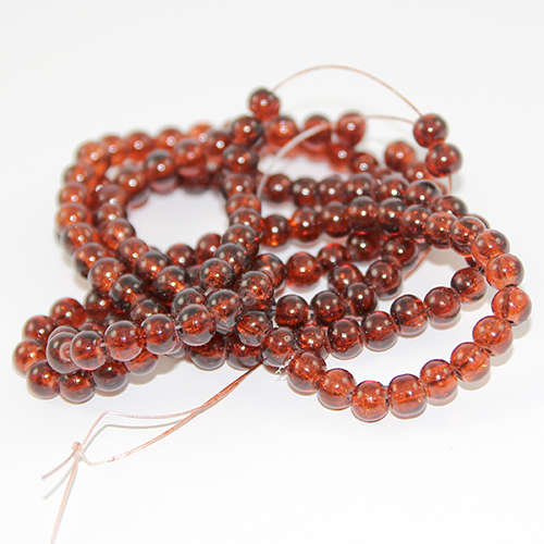 6mm Crackle Glass Beads - 78cm Strand  - Amber