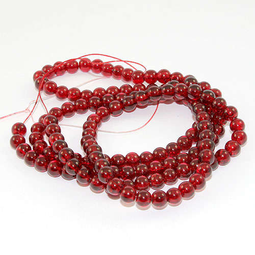 6mm Crackle Glass Beads - 78cm Strand  - Siam