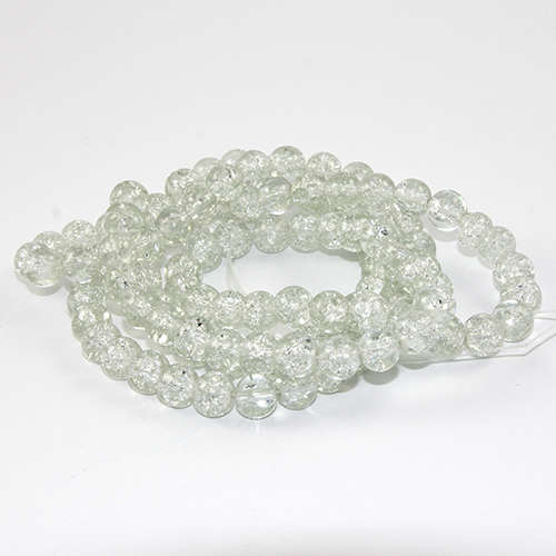 8mm Crackle Glass Beads - 78cm Strand  - Clear