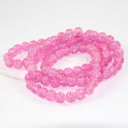 8mm Crackle Glass Beads - 78cm Strand  - Light Pink