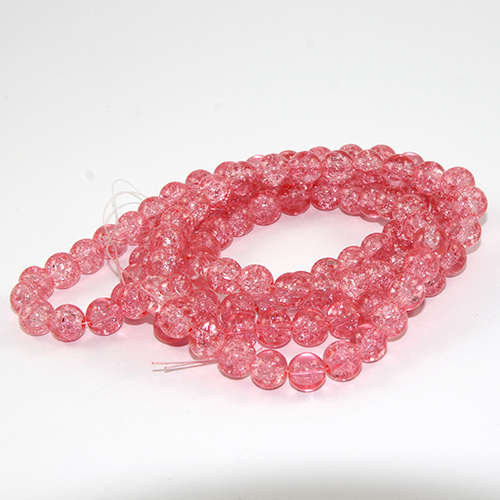 8mm Crackle Glass Beads - 78cm Strand  - Pink