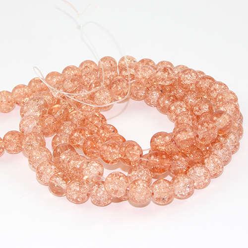 8mm Crackle Glass Beads - 78cm Strand  - Peach
