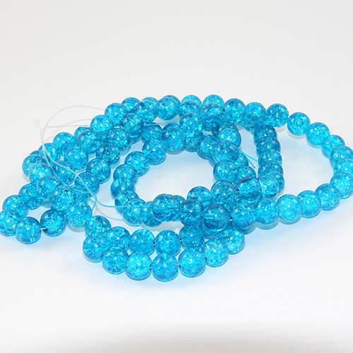 8mm Crackle Glass Beads - 78cm Strand  - Sea Blue