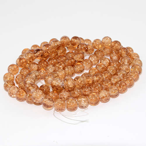 8mm Crackle Glass Beads - 78cm Strand  - Caramel