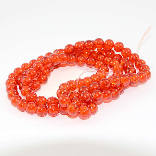 8mm Crackle Glass Beads - 78cm Strand  - Orange
