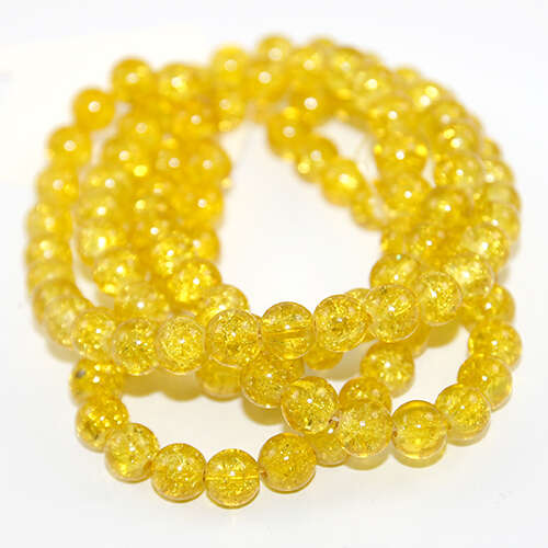 8mm Crackle Glass Beads - 78cm Strand - Sunflower