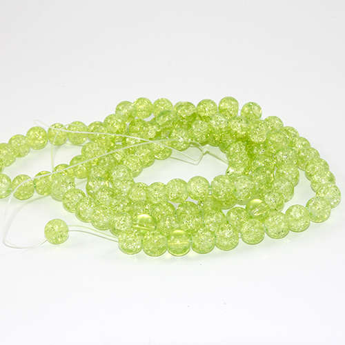 8mm Crackle Glass Beads - 78cm Strand  - Peridot