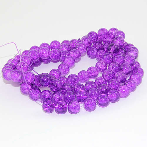 8mm Crackle Glass Beads - 78cm Strand  - Mauve