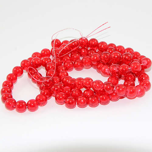 8mm Crackle Glass Beads - 78cm Strand  - Red