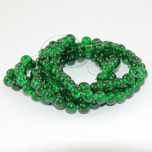 8mm Crackle Glass Beads - 78cm Strand  - Emerald