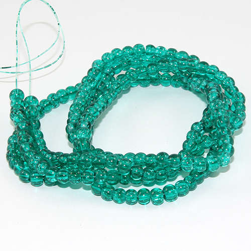 4mm Crackle Glass Beads - 78cm Strand  - Teal