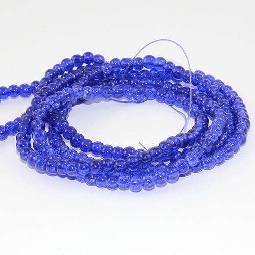 4mm Crackle Glass Beads - 78cm Strand - Indigo - Disc