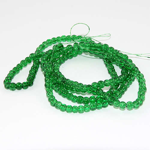 4mm Crackle Glass Beads - 78cm Strand  - Green