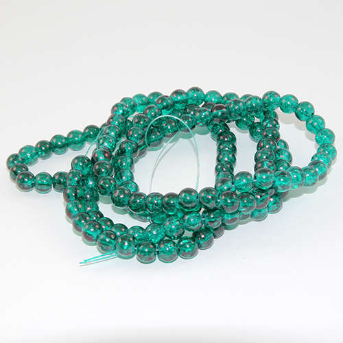 6mm Crackle Glass Beads - 78cm Strand  - Teal