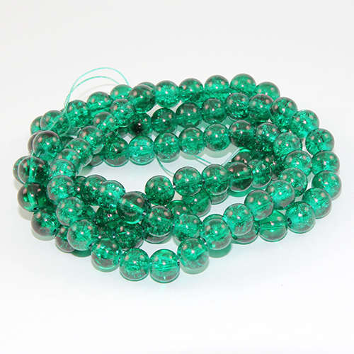 8mm Crackle Glass Beads - 78cm Strand  - Teal