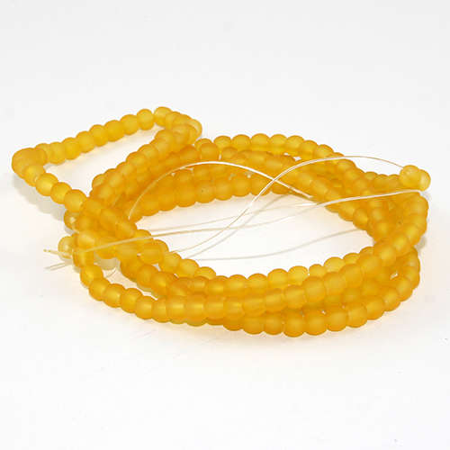 4mm Frosted Glass Beads - 78cm Strand - Sunflower