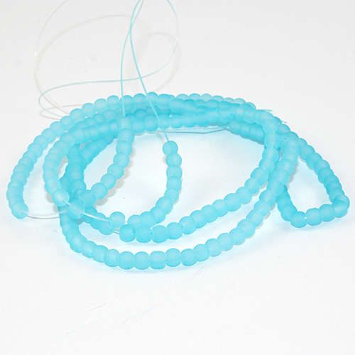 4mm Frosted Glass Beads - 78cm Strand - Light Blue