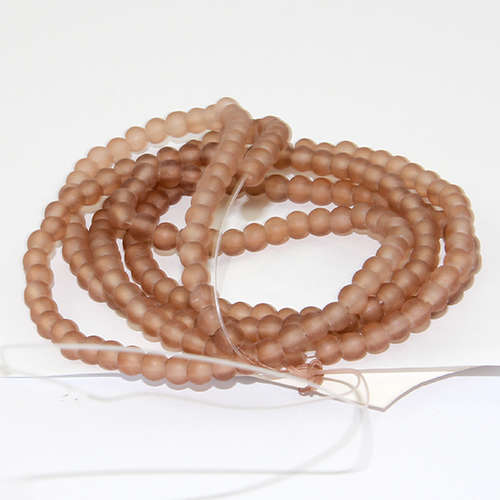 4mm Frosted Glass Beads - 78cm Strand - Toffee