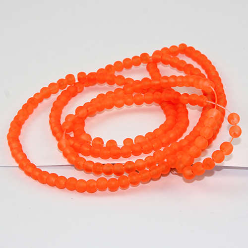 4mm Frosted Glass Beads - 78cm Strand - Orange