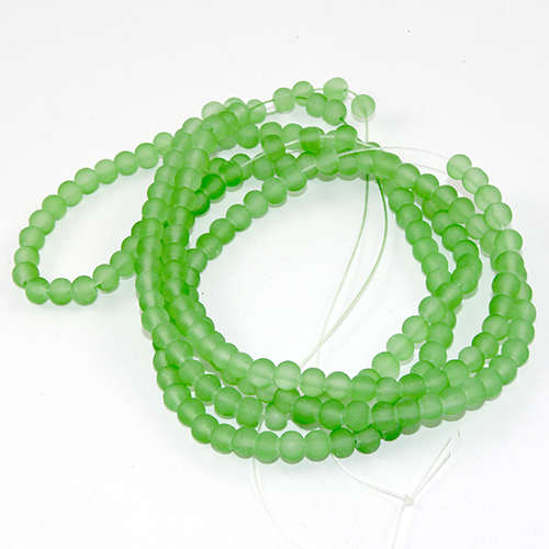 4mm Frosted Glass Beads - 78cm Strand - Peridot