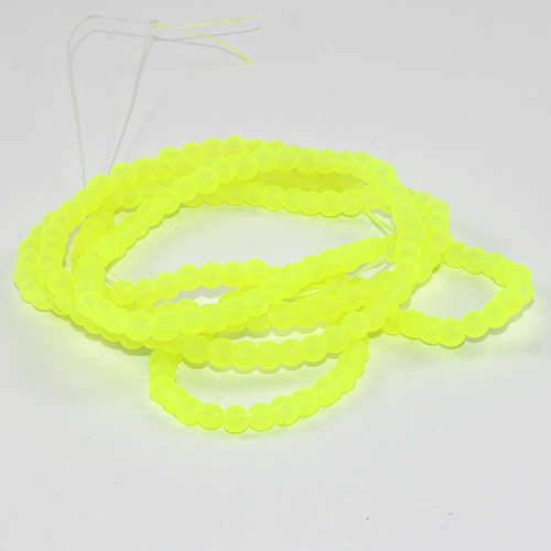 4mm Frosted Glass Beads - 78cm Strand - Neon Yellow